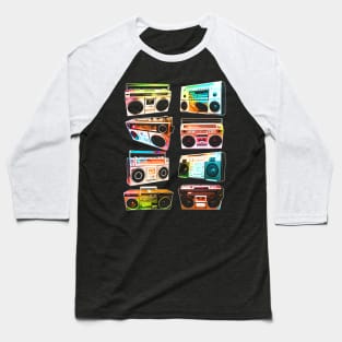 Colorful Pop Art Boomboxes Baseball T-Shirt